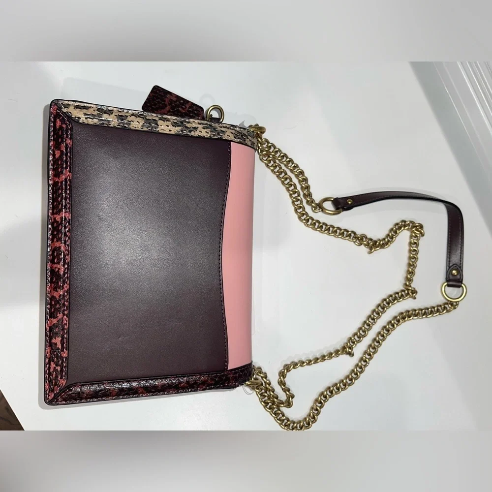 Coach X Jennifer Lopez Hutton Shoulder Bag In Colorblock With Snakeskin Detail - Picture 6 of 14